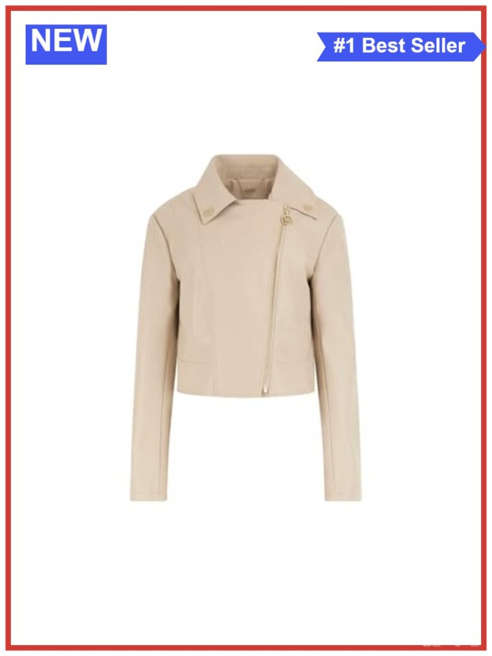 Faux Leather Cropped Moto Jacket Asymmetrical Zip